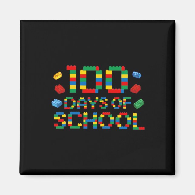 Builder Fun Blocks 100th Day Of School For Boys  Magnet (Front)