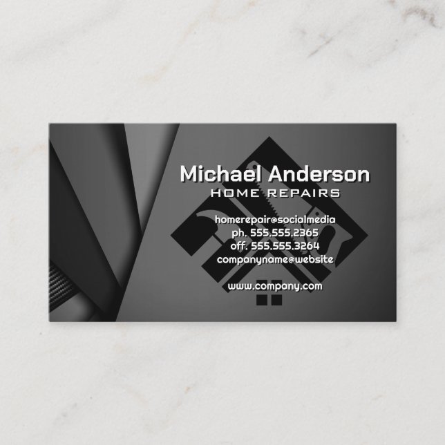 Builder Icons | Grey Black Background Business Card (Front)