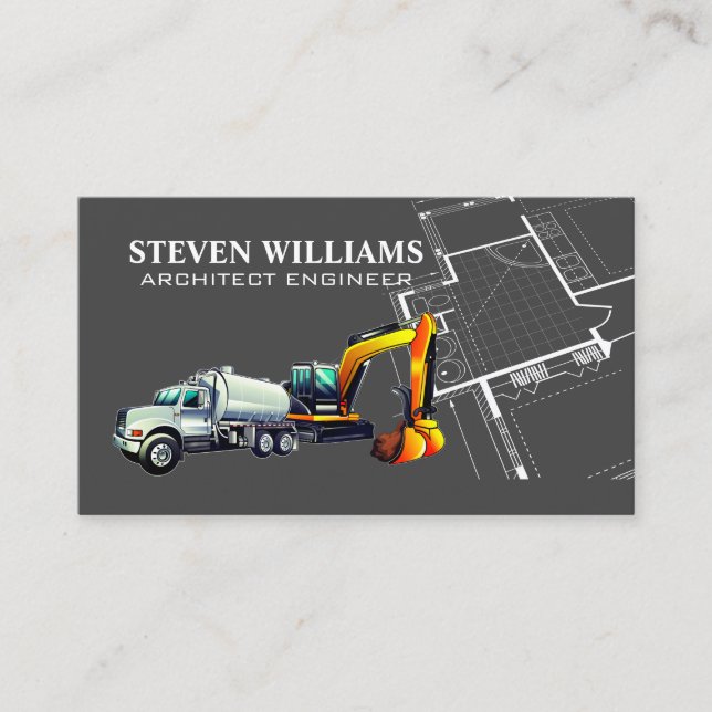 Builder Logo | Blueprint | Construction  Business Card (Front)