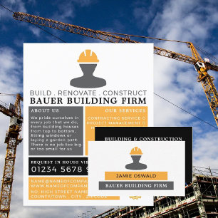 Builder Logo, Building Firm, Builders Advertising Flyer