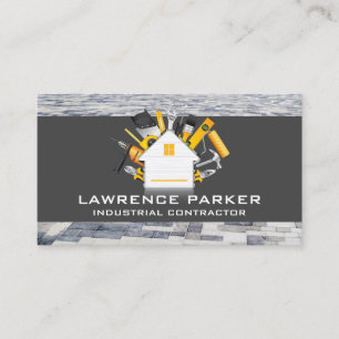 Builder Repair Icons   Construction Worker Tools Business Card