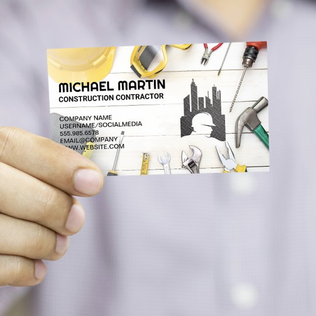 Builder Tools | Construction Contractor Logo Business Card (Creator Uploaded)