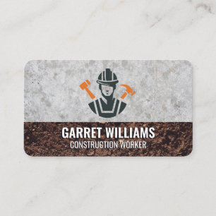 Builder Worker Logo   Concrete and Dirt Business Card
