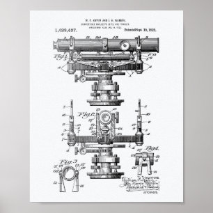Builders Level 1922 Patent Art White Paper Poster
