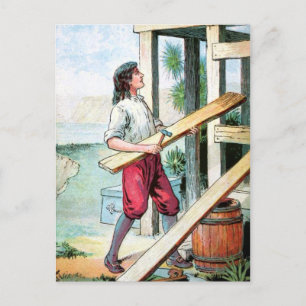 Building a Cabin, Construction Postcard