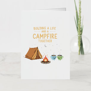 Building a Life & Campfire Together Cute Couple Foil Greeting Card