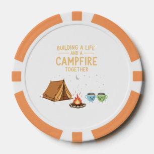 Building a Life & Campfire Together Cute Couple Poker Chips