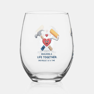 Building A Life Together   Cute DIY Couple Home  Stemless Wine Glass