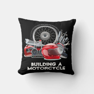 Building a Motorcycle with Parts Drawing Cushion