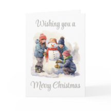 Building a Snowman Christmas Card