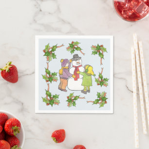 building a snowman napkins