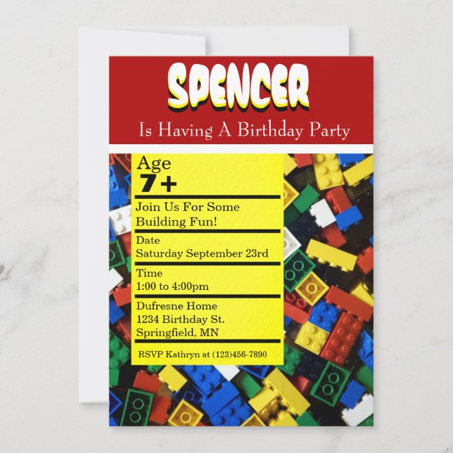 Building Birthday Party Invitation (Front)