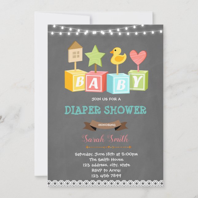 Building block baby shower invitation (Front)