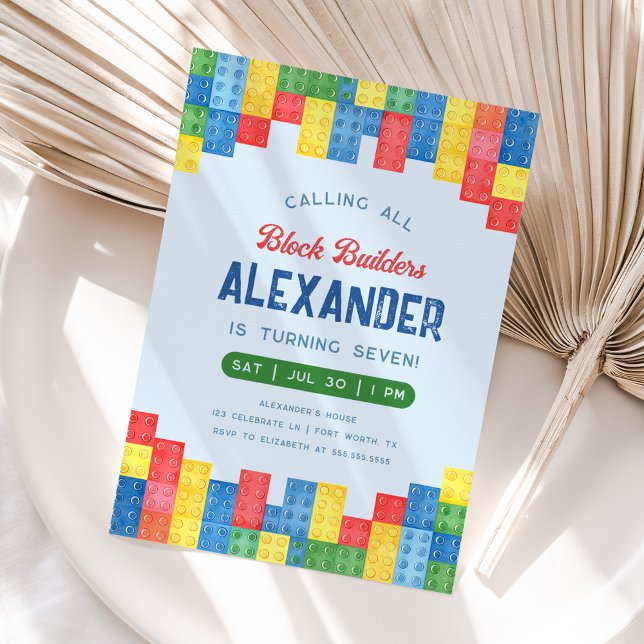 Building Block Boy Birthday Party Invitation (Creator Uploaded)