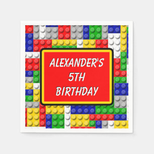 Building Block Bricks Primary Boy's Birthday/Party Napkin