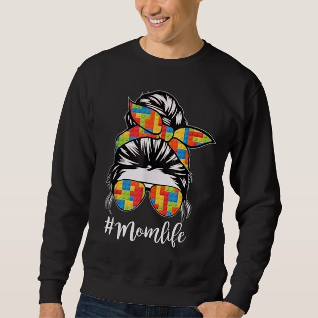 Building Block Messy Bun Mum Life Master Builder Sweatshirt (Front)