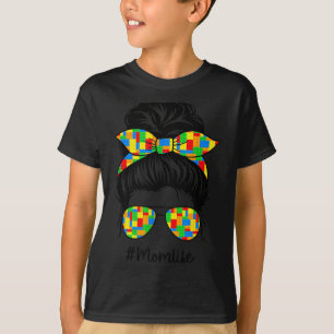 Building Block Messy Bun Mum Life Master Builder T-Shirt
