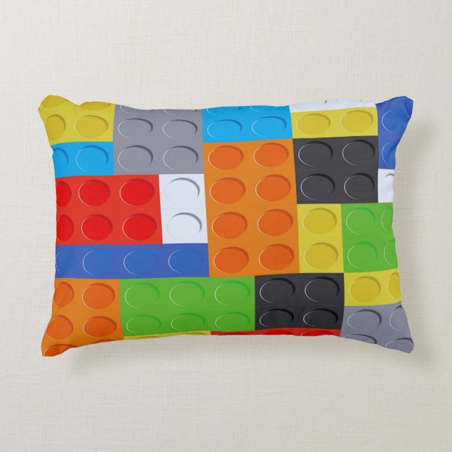 Building block red blue green yellow orange decorative cushion (Front)