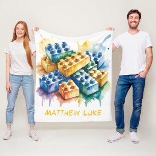 Building Block Splash Boy Birthday Party Gift Fleece Blanket