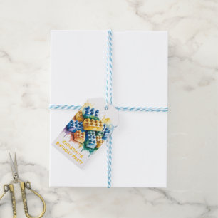 Building Block Splash Boy Birthday Party Thank You Gift Tags