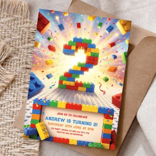 Building Blocks 2nd Birthday Party Invitation