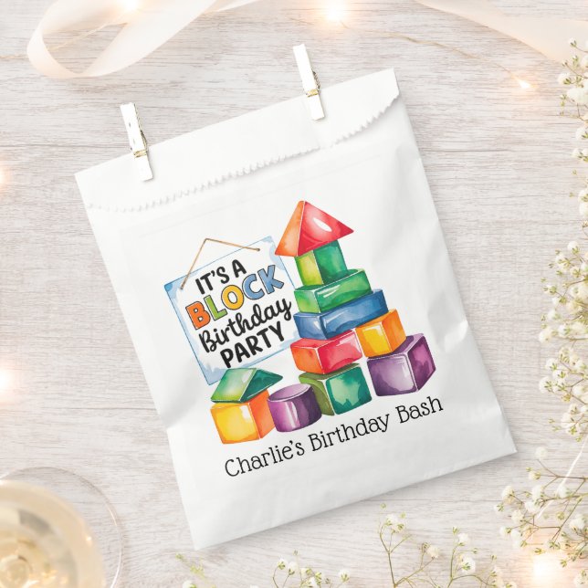 Building Blocks at the Birthday Bash Favour Bags (Clipped)