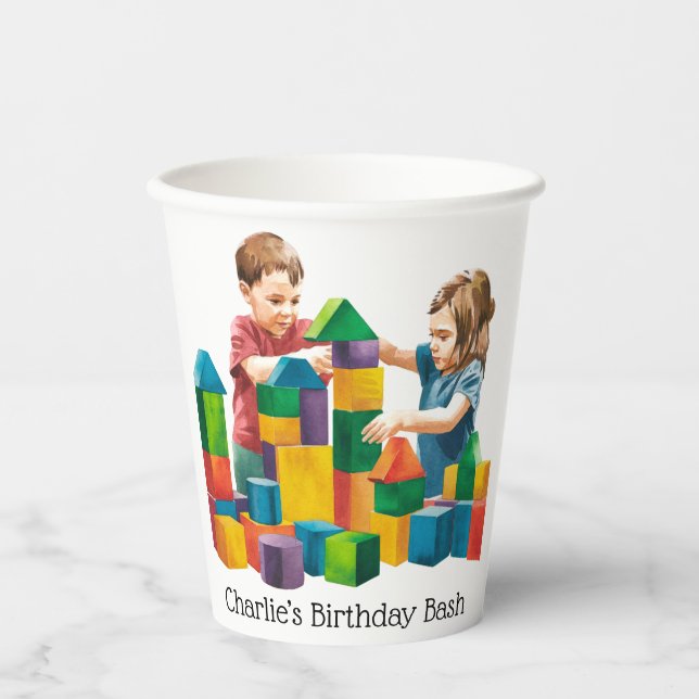 Building Blocks at the Birthday Bash Paper Cups (Front)