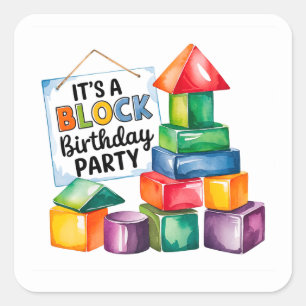 Building Blocks at the Birthday Bash Square Sticker