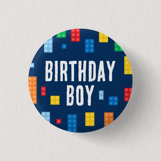 Building Blocks Birthday Boy 3 Cm Round Badge (Front)
