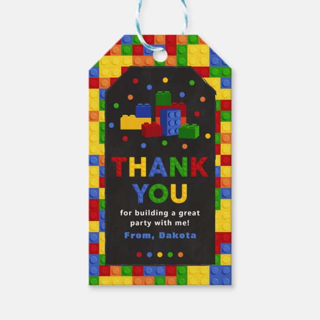 Building Blocks Birthday Boy Bricks Gift Tag (Front)
