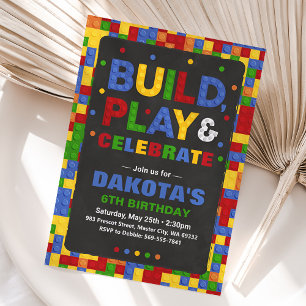 Building Blocks Birthday Boy Bricks Invitation