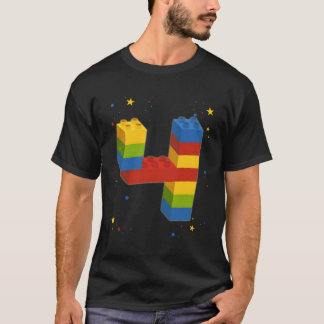 Building Blocks Birthday Boy Girl 4 Years Old Bric T-Shirt