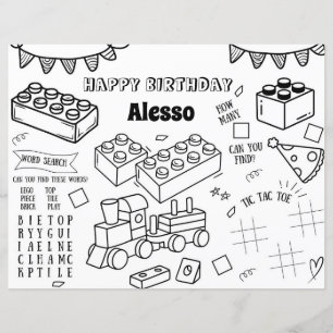 Building Blocks Birthday Colouring Page Party Favo