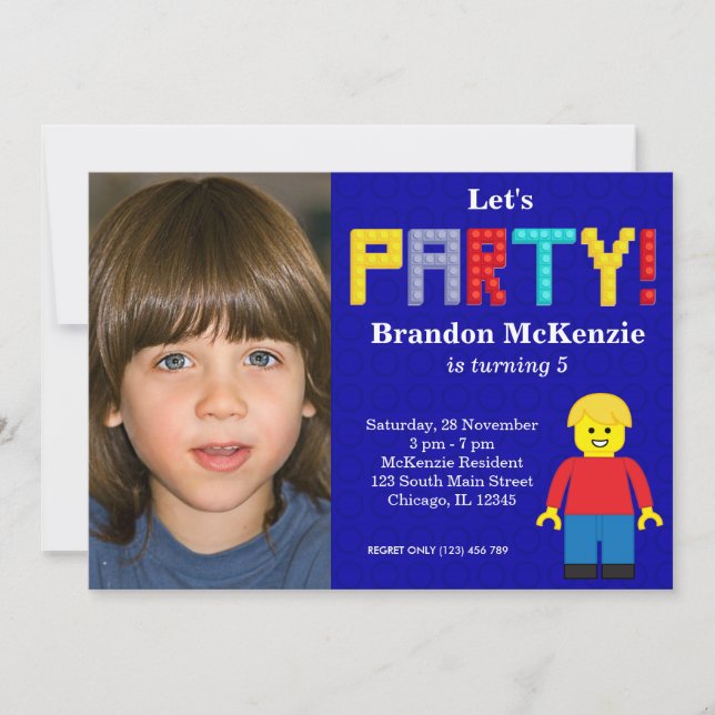 Building Blocks birthday Invitation (Front)