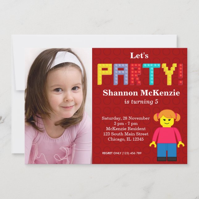 Building Blocks birthday Invitation (Front)