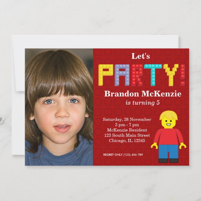 Building Blocks birthday Invitation (Front)