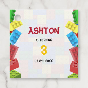 Building Blocks Birthday Invitation, Boys Birthday Favour Tags