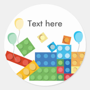 building blocks, block, toy brick classic round sticker