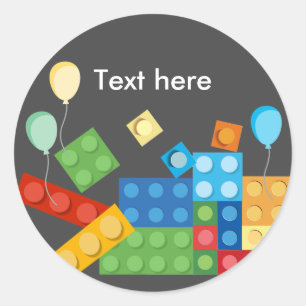 building blocks, block, toy brick classic round sticker