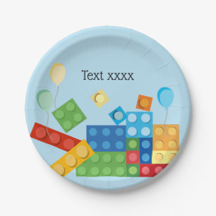 building blocks, block, toy brick paper plate