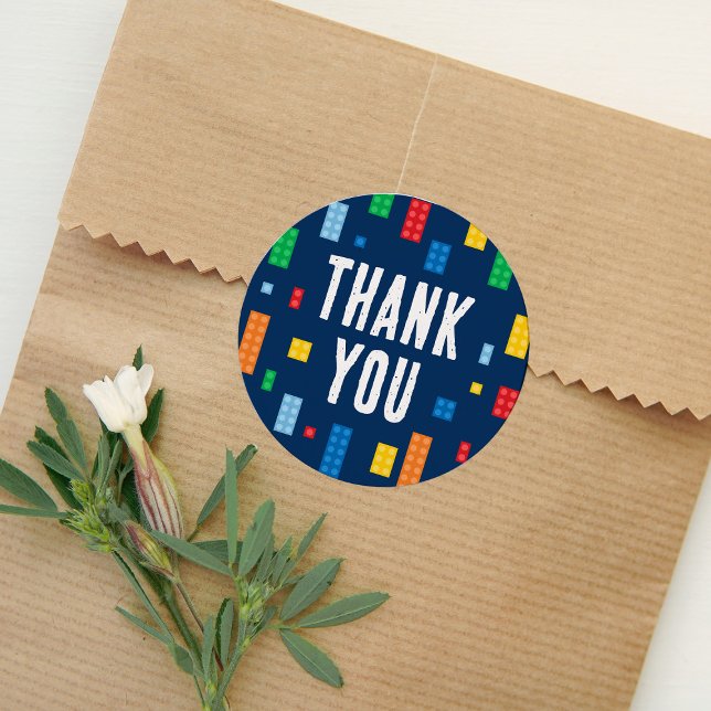 Building Blocks Boy Birthday Classic Round Sticker (Creator Uploaded)