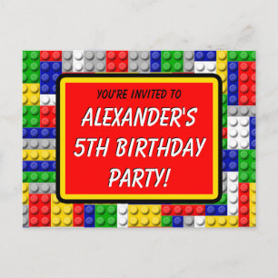 Building Blocks Boy's Birthday Party Invitation Postcard