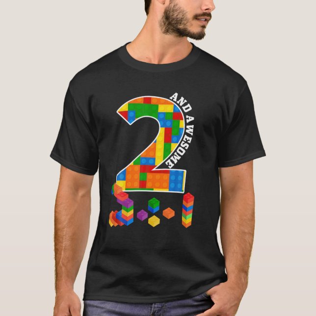 Building Blocks Bricks 2 Years Old Awesome Birthda T-Shirt (Front)