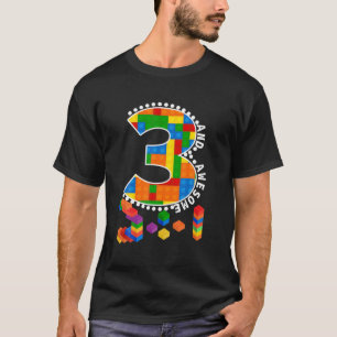 Building Blocks Bricks 3 Years Old Awesome Birthda T-Shirt