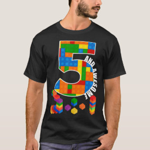 Building Blocks Bricks 5 Year Old Awesome Birthday T-Shirt