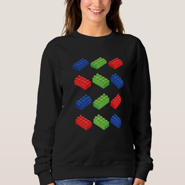 Building Blocks Bricks Master Builder Bricklayer E Sweatshirt (Front)