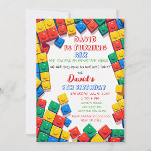 Building Blocks Building Bricks Blocks Birthday Invitation