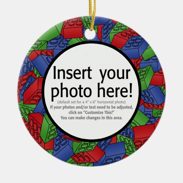 Building Blocks Illustration Ceramic Tree Decoration (Front)