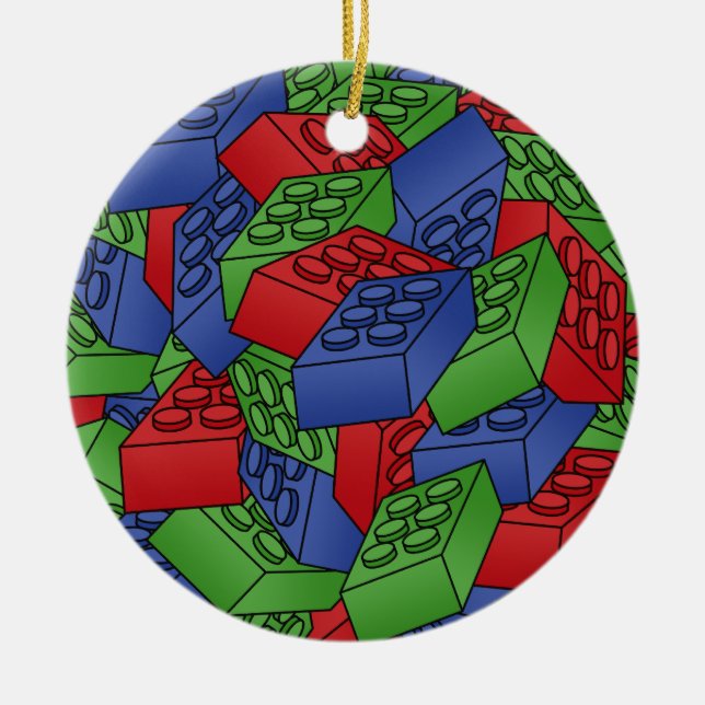 Building Blocks Illustration - SINGLE-SIDED Ceramic Tree Decoration (Front)