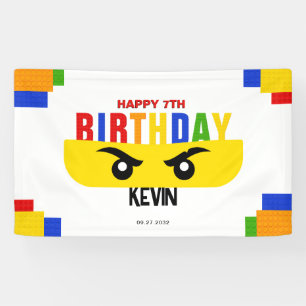Building Blocks Ninja Happy Birthday Banner